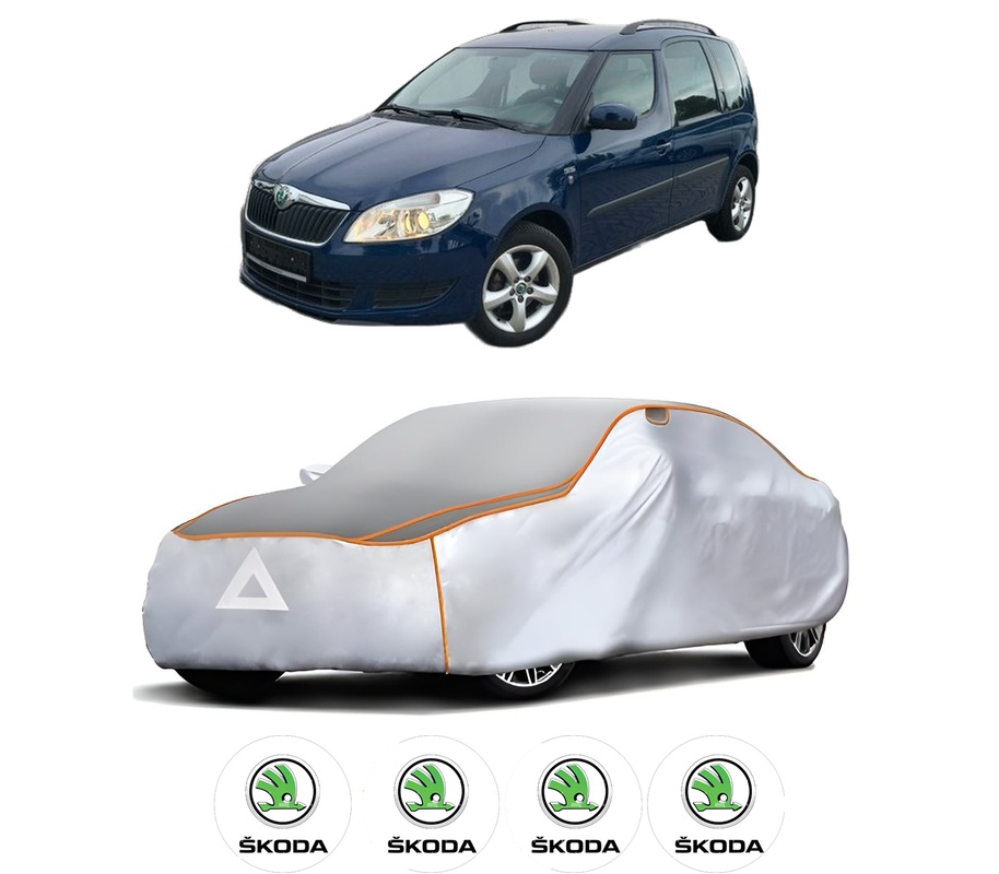 Husa Prelata Antigrindina Auto SKODA ROOMSTER (5J7) din 2006-2015, Protectie auto contra intemperiilor la grindina, Waterproof, 4x Stickere auto SKODA