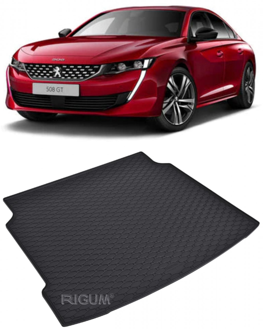 Tavita auto PEUGEOT 508 Fastback 2018-prezent, protectie portbagaj, Cri-Flo, din cauciuc 100%, compatibil cu autoturismul PEUGEOT 508 Fastback