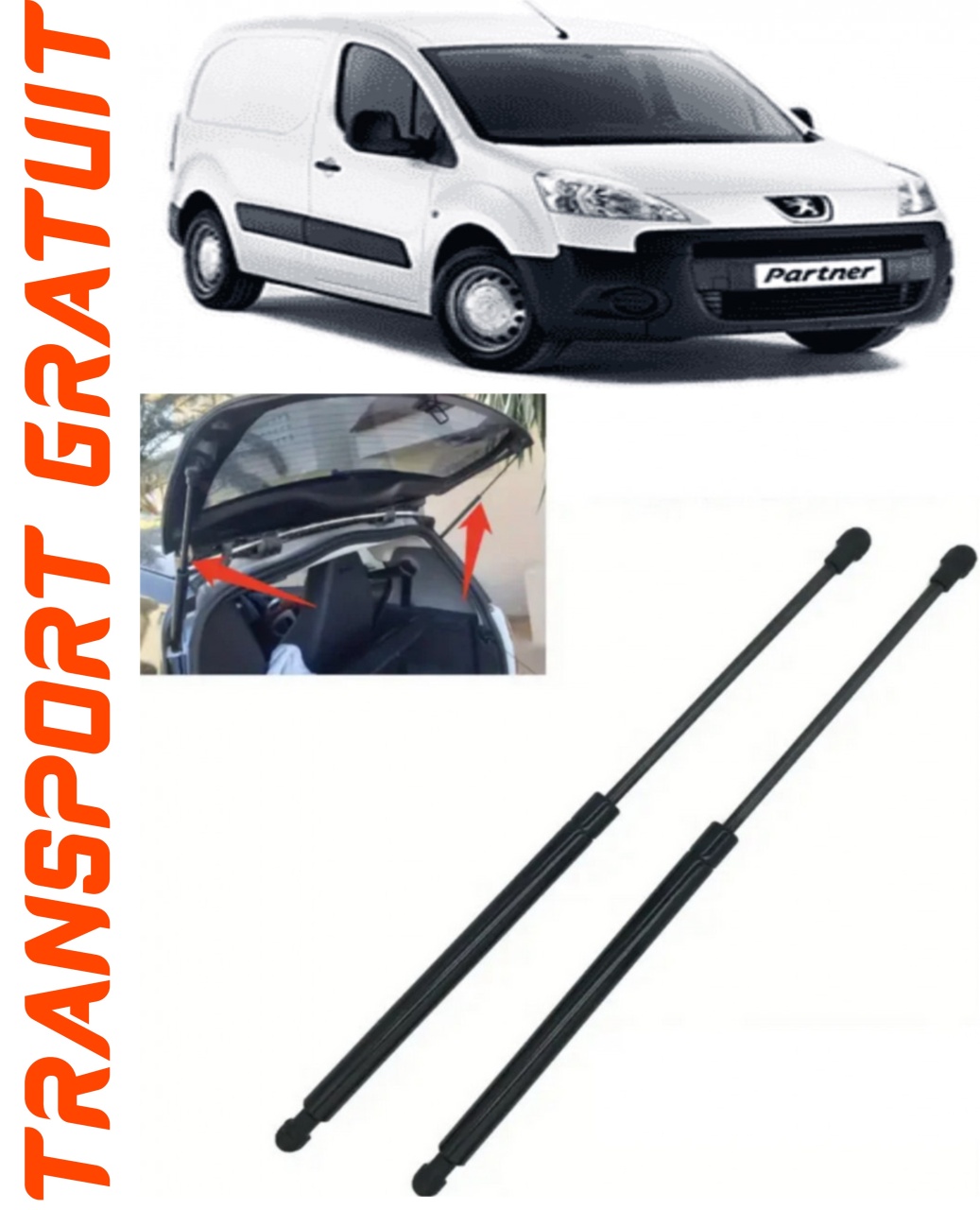 Set 2 amortizoare Haion portbagaj pentru masina Peugeot Partner