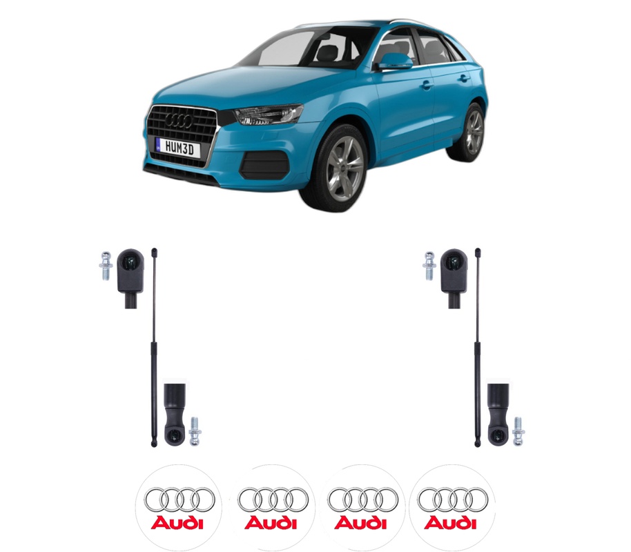 Set amortizoare portbagaj haion pentru AUDI Q3 (F3B) din 2018-2024, 2 bucati, KROSNO, 4 stickere auto AUDI