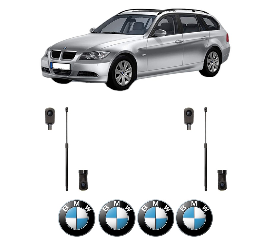 Set amortizoare portbagaj haion pentru BMW 3 Touring (E91) din 2004-2012, 2 bucati, MAGNUM TECHNOLOGY, 4 stickere auto BMW