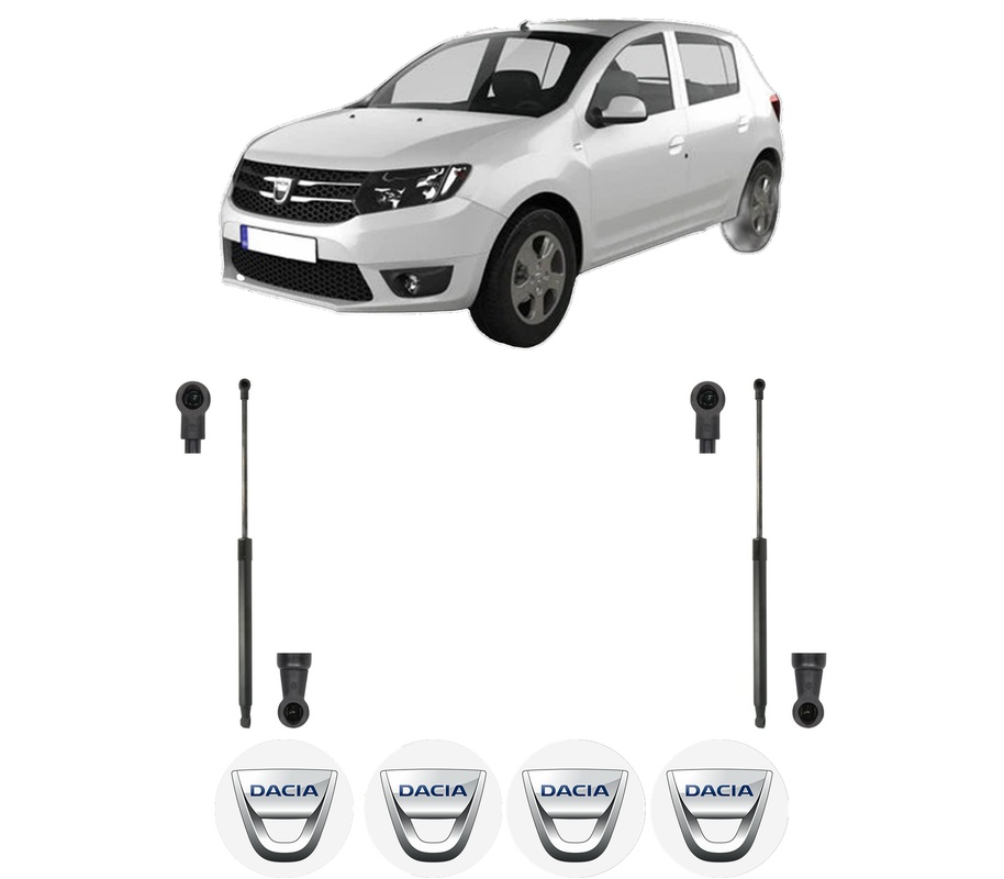 Set amortizoare portbagaj haion pentru DACIA SANDERO II din 2012-2018, 2 bucati, KROSNO, 4 stickere auto DACIA
