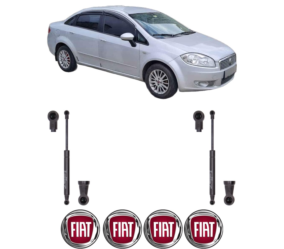 Set amortizoare portbagaj haion pentru FIAT LINEA (323_, 110_) din 2007-2013, 2 bucati, KROSNO, 4 stickere auto FIAT