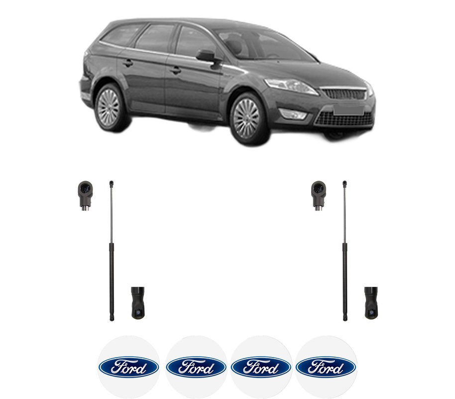Set amortizoare portbagaj haion pentru FORD MONDEO IV Turnier (BA7) din 2007-2015, 2 bucati, MAGNUM TECHNOLOGY, 4 stickere auto FORD