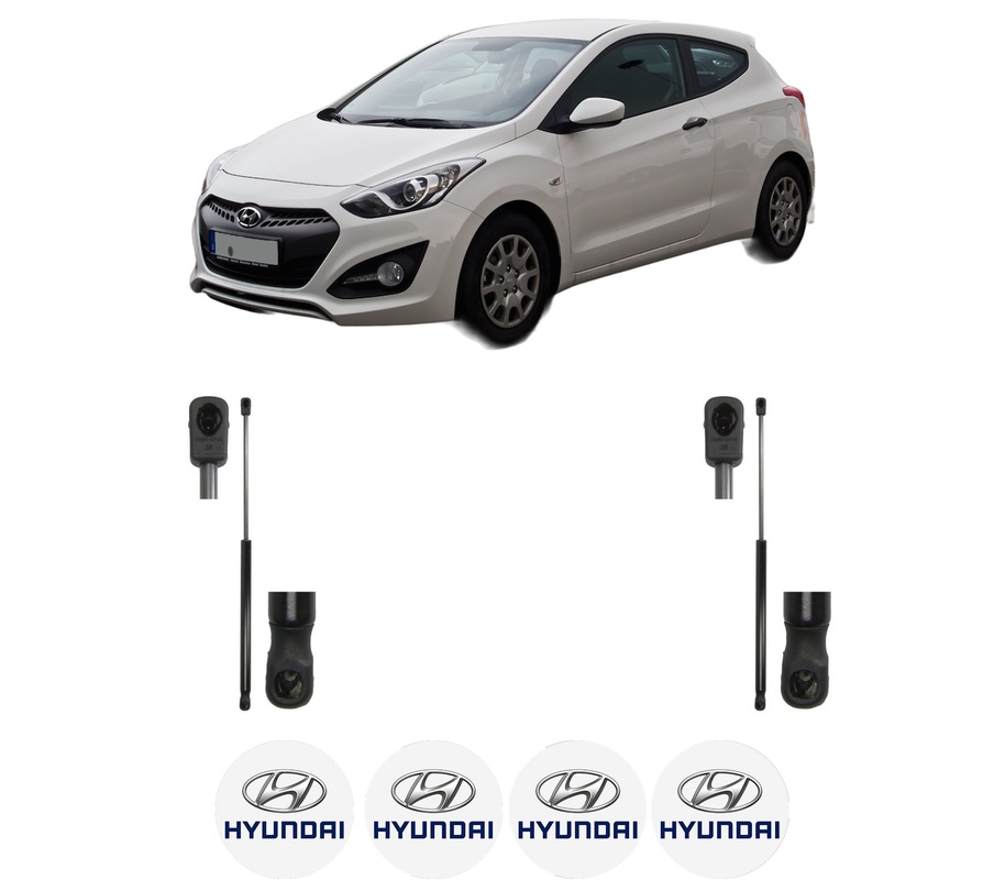 Set amortizoare portbagaj haion pentru HYUNDAI i30 Coupe din 2013-2017, 2 bucati, MAGNUM TECHNOLOGY, 4 stickere auto HYUNDAI