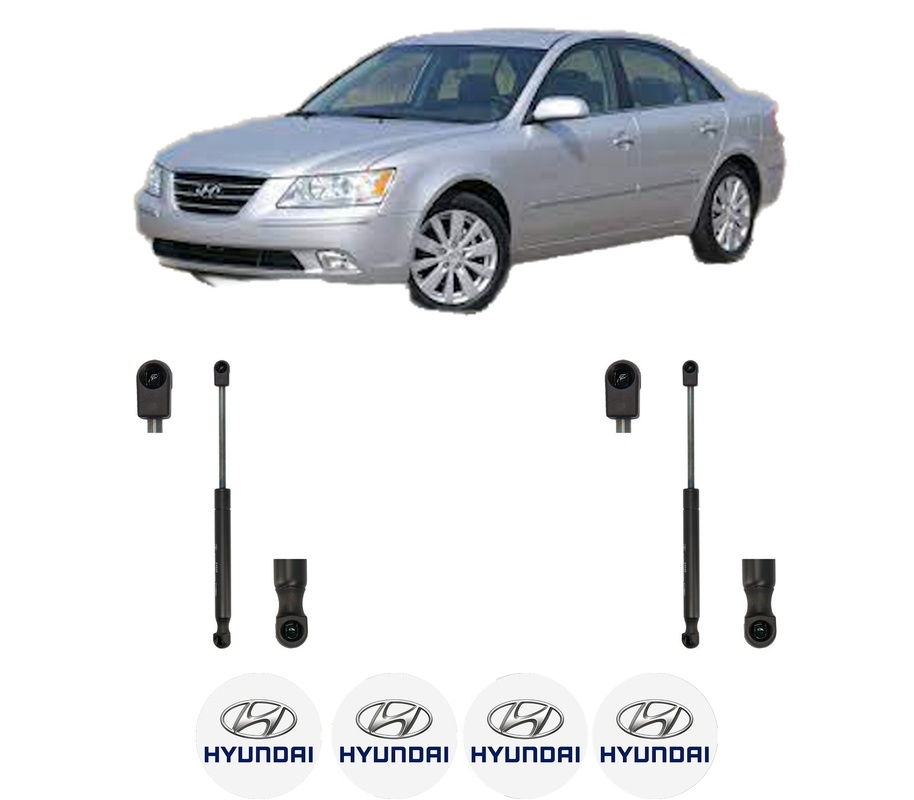 Set amortizoare portbagaj haion pentru HYUNDAI SONATA V (NF) din 2005-2010, 2 bucati, KROSNO, 4 stickere auto HYUNDAI