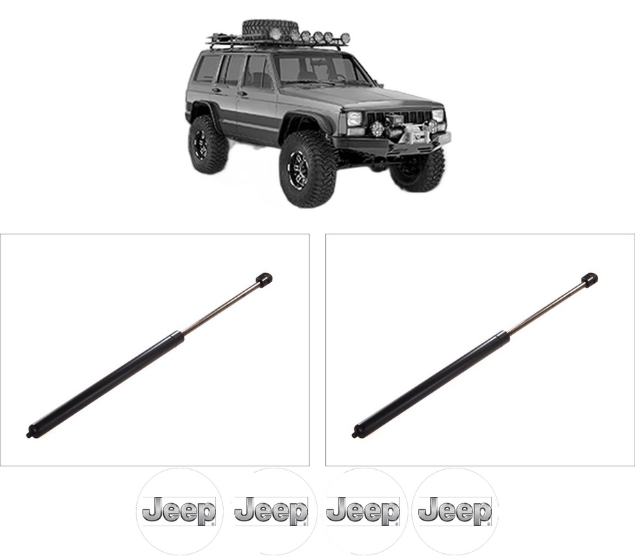Set amortizoare portbagaj haion pentru JEEP CHEROKEE (XJ) din 1998-2001, 2 bucati, KROSNO, 4 stickere auto JEEP