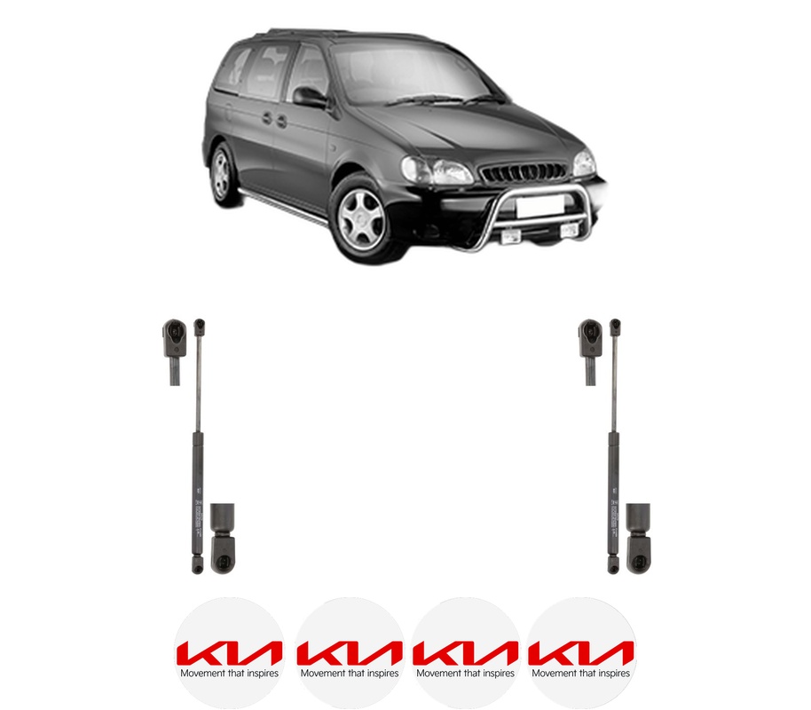 Set amortizoare portbagaj haion pentru KIA CARNIVAL II (GQ) din 2001-2006, 2 bucati, KROSNO, 4 stickere auto KIA