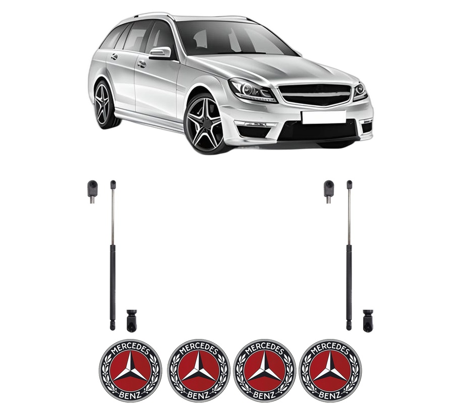 Set amortizoare portbagaj haion pentru MERCEDES-BENZ C-CLASS T-Model (S204) din 2007-2014, 2 bucati, KROSNO, 4 stickere auto MERCEDES-BENZ