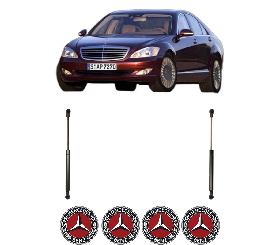 Set amortizoare portbagaj haion pentru MERCEDES-BENZ S-CLASS (W221, V221) din 2005-2013, 2 bucati, KROSNO, 4 stickere auto MERCEDES-BENZ