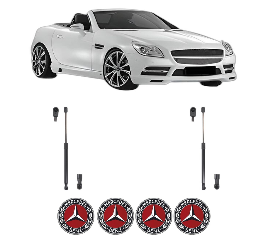 Set amortizoare portbagaj haion pentru MERCEDES-BENZ SLK (R172) din 2011-2012, 2 bucati, KROSNO, 4 stickere auto MERCEDES-BENZ