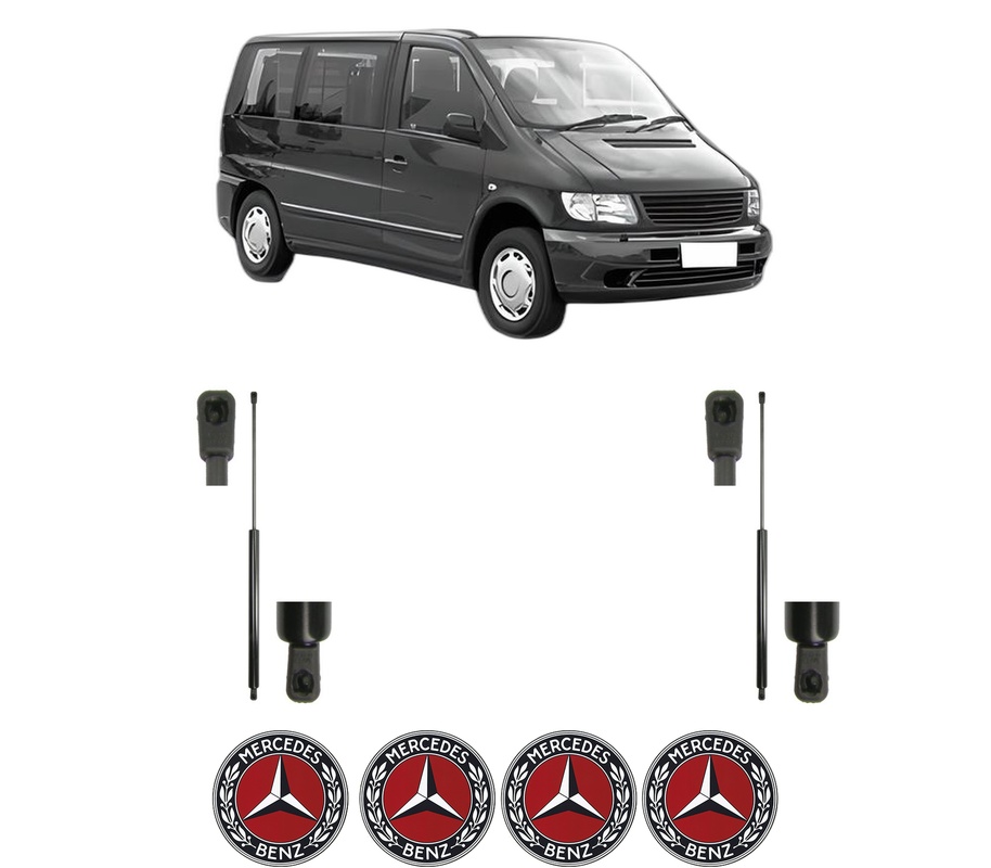 Set amortizoare portbagaj haion pentru MERCEDES-BENZ V-CLASS (638/2) din 1996-2003, 2 bucati, MAGNUM TECHNOLOGY, 4 stickere auto MERCEDES-BENZ