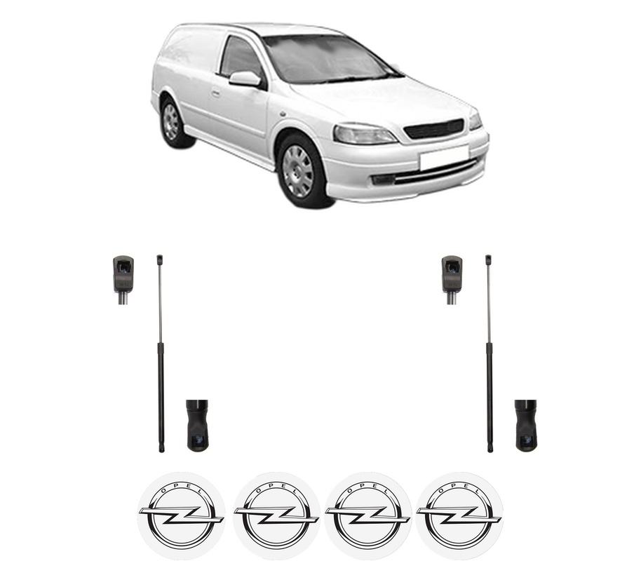 Set amortizoare portbagaj haion pentru OPEL ASTRA G Estate Van (F70) din 1999-2005, 2 bucati, MAGNUM TECHNOLOGY, 4 stickere auto OPEL