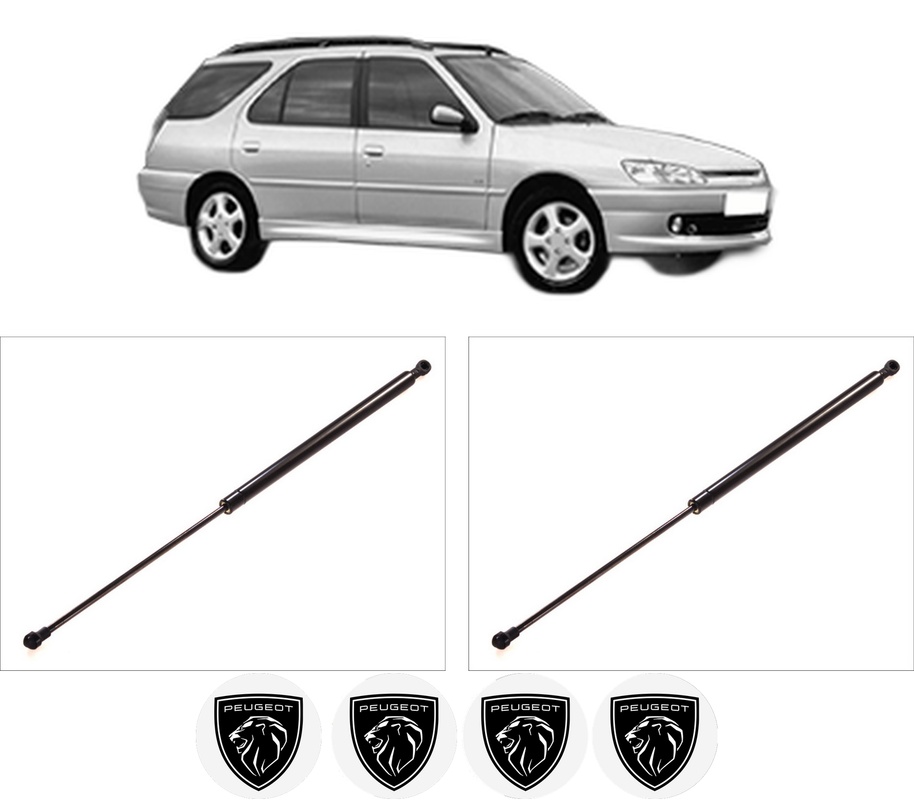 Set amortizoare portbagaj haion pentru PEUGEOT 306 Break (7E, N3, N5) din 1997-2002, 2 bucati, KROSNO, 4 stickere auto PEUGEOT