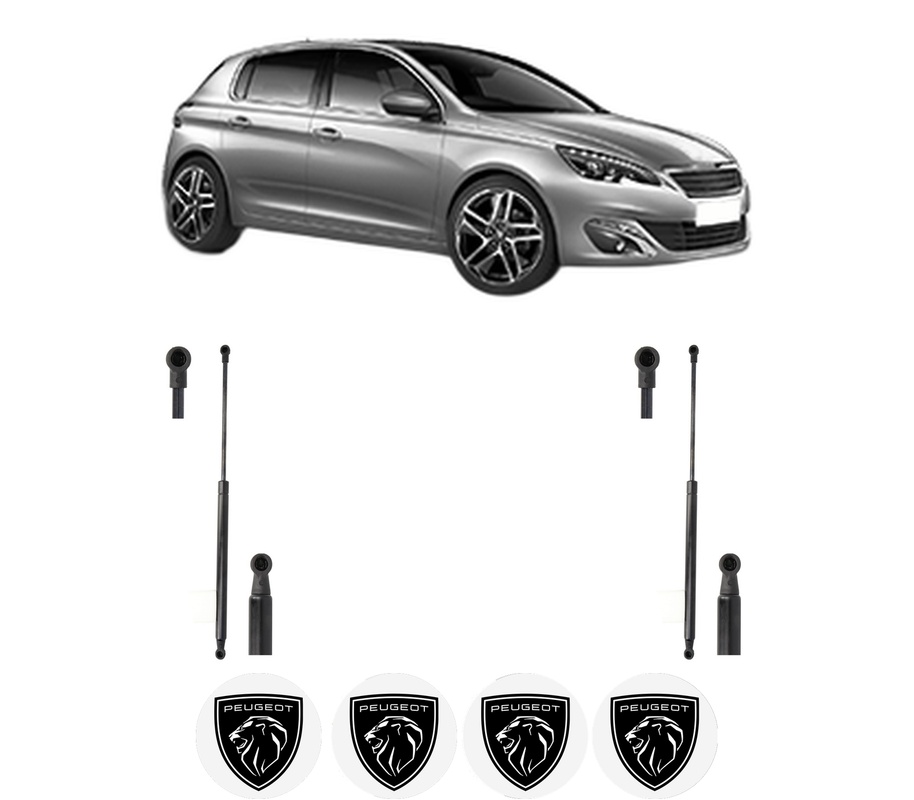 Set amortizoare portbagaj haion pentru PEUGEOT 308 II (LB_, LP_, LW_, LH_, L3_) din 2013-2021, 2 bucati, KROSNO, 4 stickere auto PEUGEOT