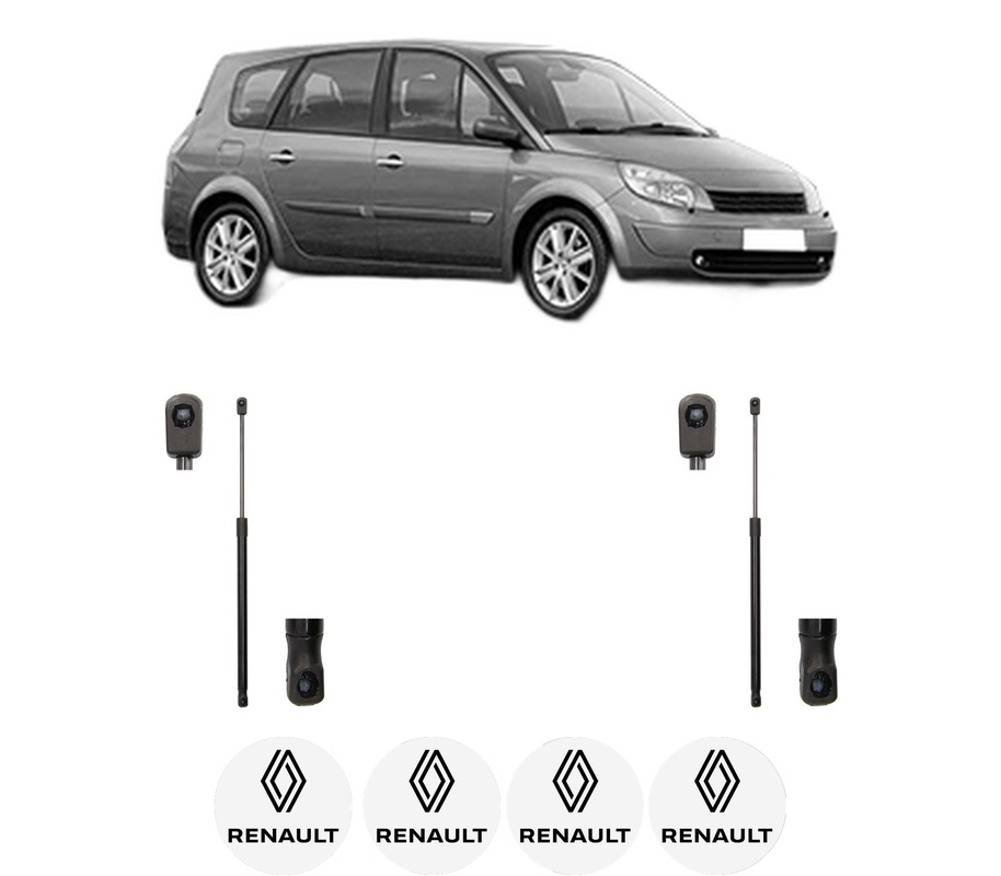 Set amortizoare portbagaj haion pentru RENAULT GRAND SCENIC II (JM0/1_) din 2006-2008, 2 bucati, MAGNUM TECHNOLOGY, 4 stickere auto RENAULT