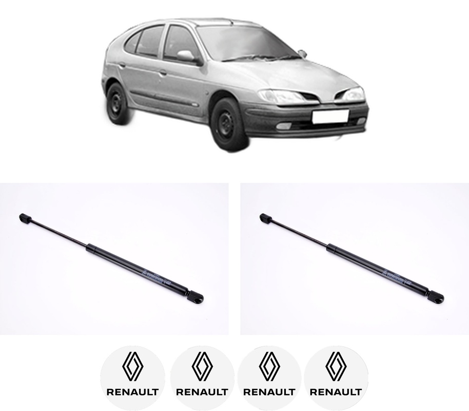 Set amortizoare portbagaj haion pentru RENAULT MEGANE I (BA0/1_) din 1996-2008, 2 bucati, KROSNO, 4 stickere auto RENAULT