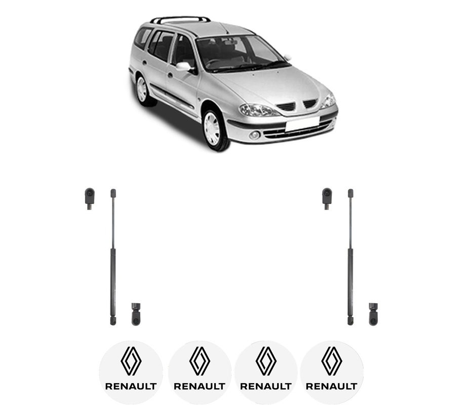 Set amortizoare portbagaj haion pentru RENAULT MEGANE I Grandtour (KA0/1_) din 1999-2003, 2 bucati, KROSNO, 4 stickere auto RENAULT