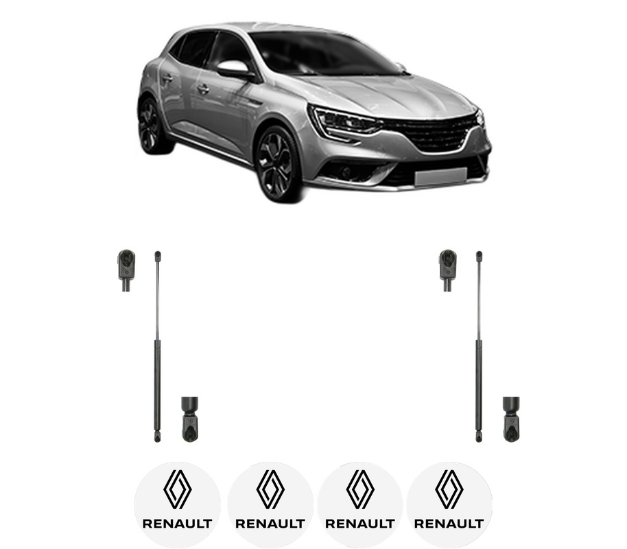 Set amortizoare portbagaj haion pentru RENAULT MEGANE IV Hatchback (B9A/M/N_) din 2015-2021, 2 bucati, KROSNO, 4 stickere auto RENAULT