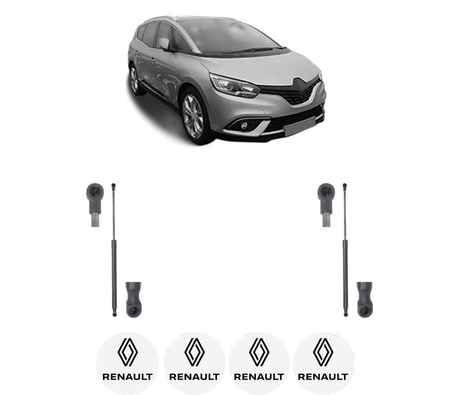 Set amortizoare portbagaj haion pentru RENAULT SCENIC IV (J9_) din 2016-2022, 2 bucati, KROSNO, 4 stickere auto RENAULT