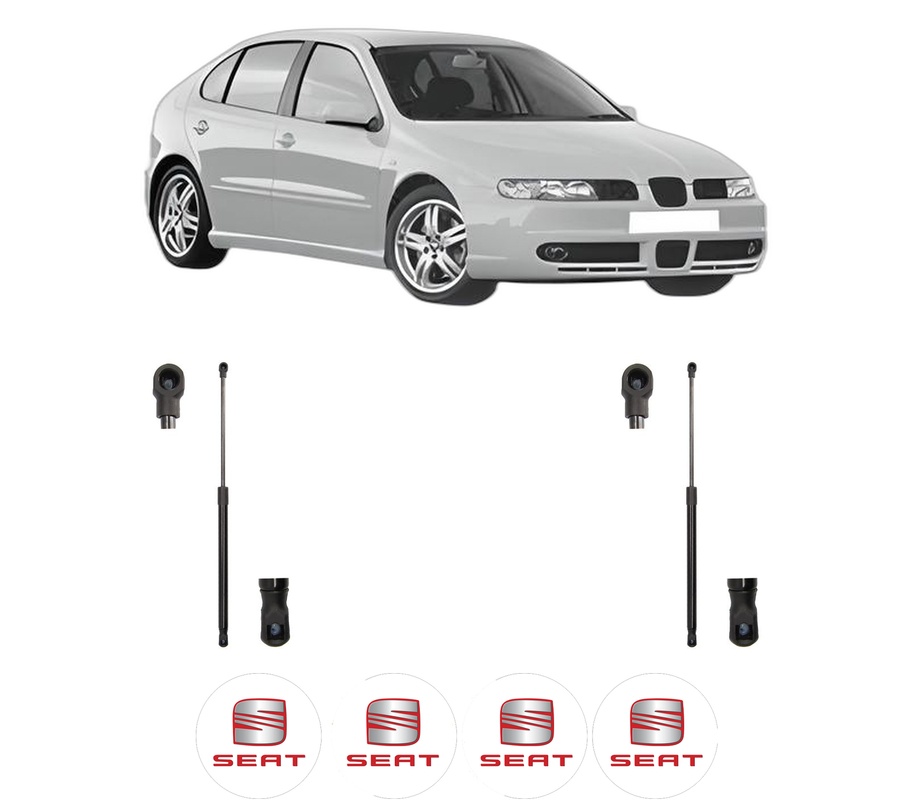 Set amortizoare portbagaj haion pentru SEAT LEON (1M1) din 1999-2006, 2 bucati, MAGNUM TECHNOLOGY, 4 stickere auto SEAT