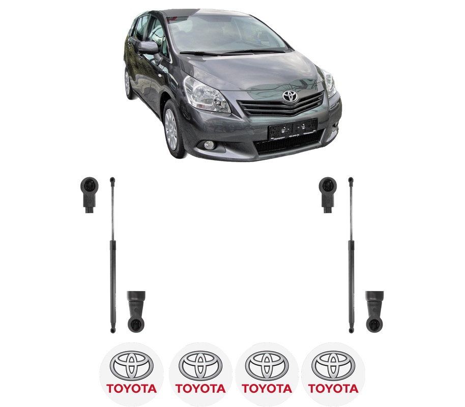 Set amortizoare portbagaj haion pentru TOYOTA VERSO VAN (_R2_) din 2009-2018, 2 bucati, KROSNO, 4 stickere auto TOYOTA