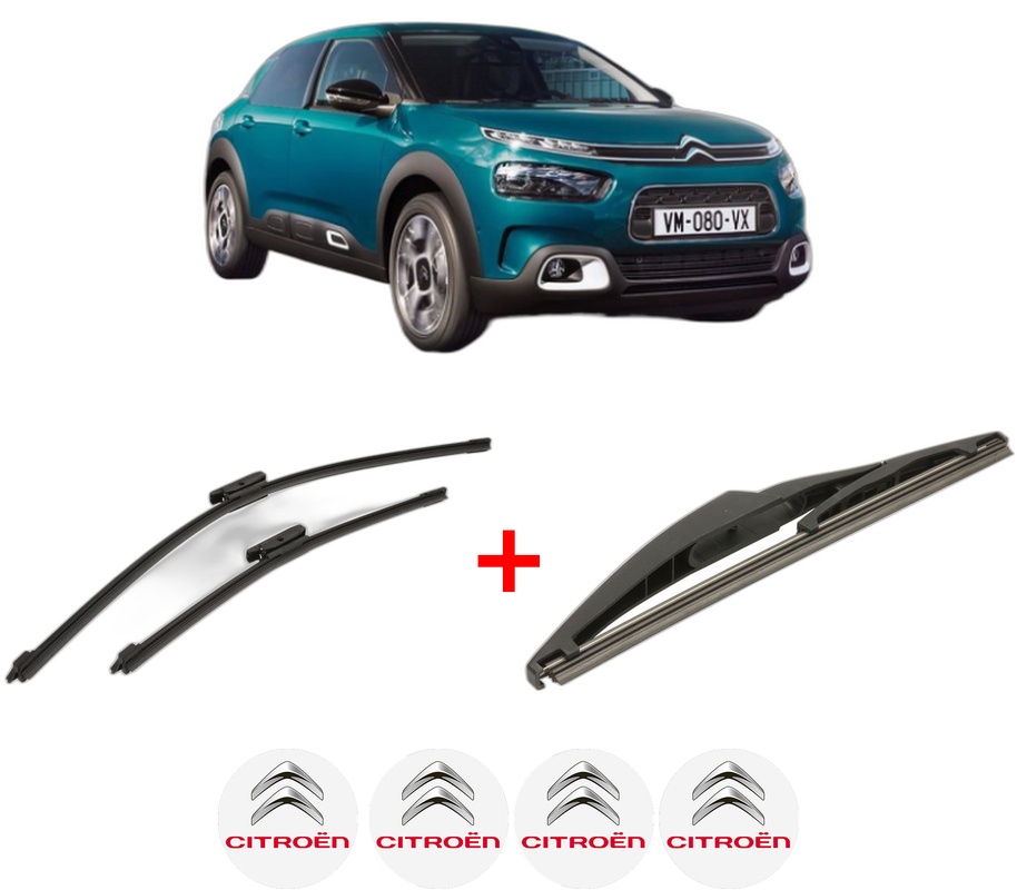 Set 3 stergatoare CITROEN C4 CACTUS Van (0B_, 0P_) din 2019, pentru parbriz si luneta fata si spate auto, Bosch Twin, din cauciuc siliconat rezistent, 4 Stickere Auto CITROEN