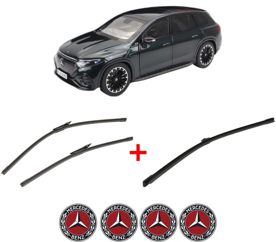 Set 3 stergatoare MERCEDES-BENZ EQS SUV (X296) din 2022, pentru parbriz si luneta fata si spate auto, Bosch Aerotwin, din cauciuc siliconat rezistent, 4 Stickere Auto MERCEDES-BENZ