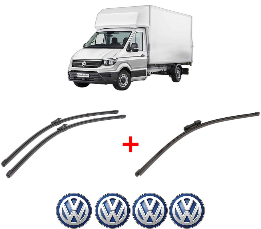 Set 3 stergatoare Volkswagen TRANSPORTER T6 Van (SGA, SGH, SHA, SHH) din 2015 - 2024, pentru parbriz si luneta fata si spate auto, Valeo Silencio Xtrm, din cauciuc siliconat rezistent, 4 Stickere Auto VW