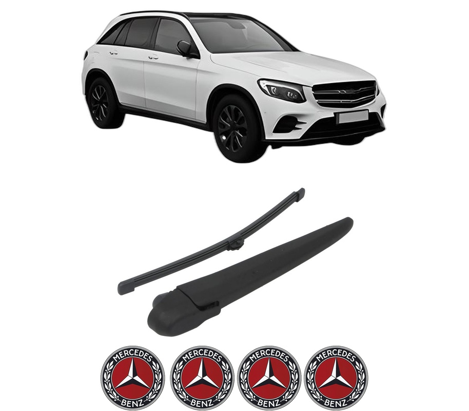 Set brat stergator spate cu lamela pentru MERCEDES-BENZ GLC (X253) din 2019-2022, pentru spate, din cauciuc siliconat rezistent, Cri-Flo, 4 stickere auto MERCEDES-BENZ