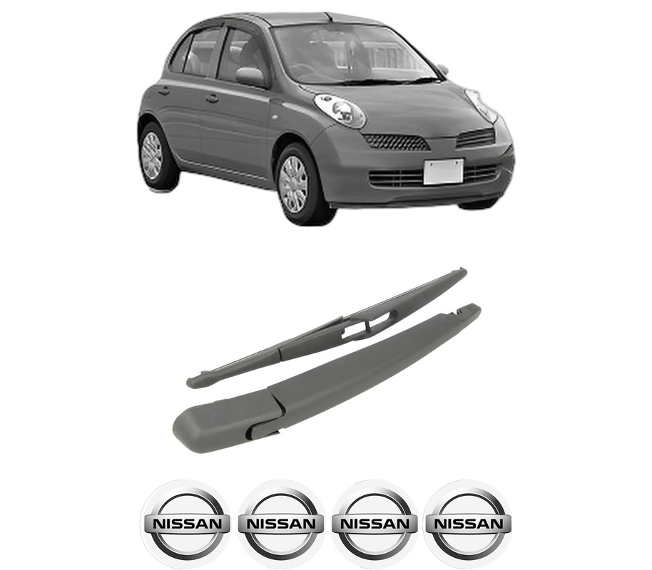 Set brat stergator spate cu lamela pentru NISSAN MICRA III (K12) din 2002-2010, pentru spate, din cauciuc siliconat rezistent, Cri-Flo, 4 stickere auto NISSAN