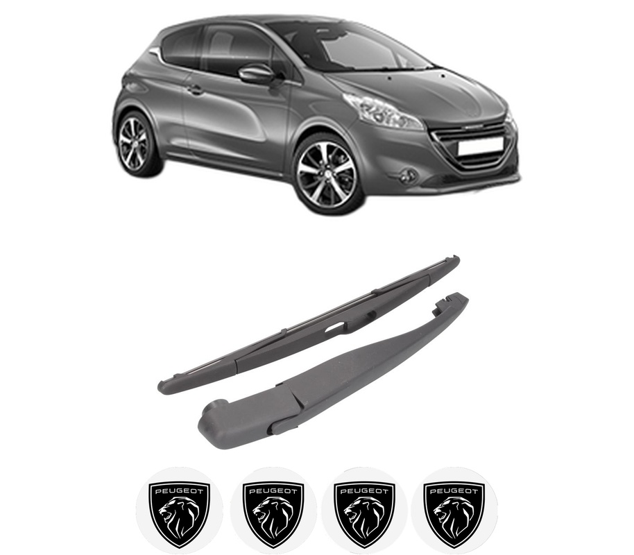 Set brat stergator spate cu lamela pentru PEUGEOT 208 I (CA_, CC_) din 2012-2019, pentru spate, din cauciuc siliconat rezistent, Cri-Flo, 4 stickere auto PEUGEOT