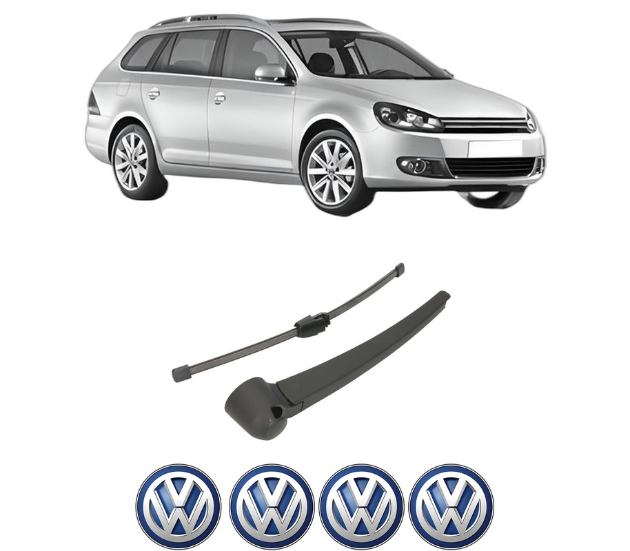Set brat stergator spate cu lamela pentru VW GOLF VI Variant (AJ5) din 2009-2013, pentru spate, din cauciuc siliconat rezistent, Cri-Flo, 4 stickere auto VW