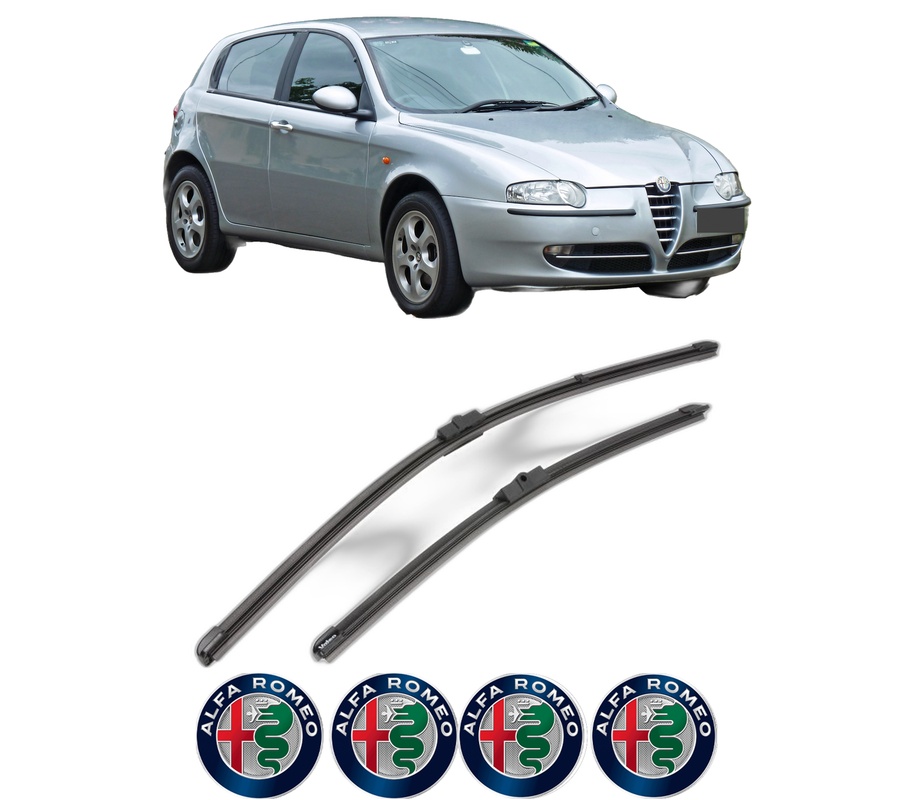 Set stergatoare auto ALFA ROMEO 147 (937_) din 2000-2010, pentru parbriz auto, 2 bucati, Valeo Silencio Xtrm, din cauciuc siliconat rezistent, 4 Stickere Auto ALFA ROMEO