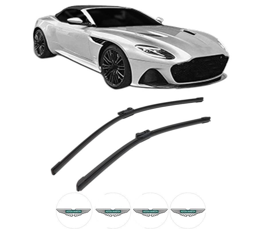 Set stergatoare auto ASTON MARTIN DBS Volante din 2007, pentru parbriz auto, 2 bucati, Bosch Aerotwin, din cauciuc siliconat rezistent, 4 Stickere Auto ASTON MARTIN