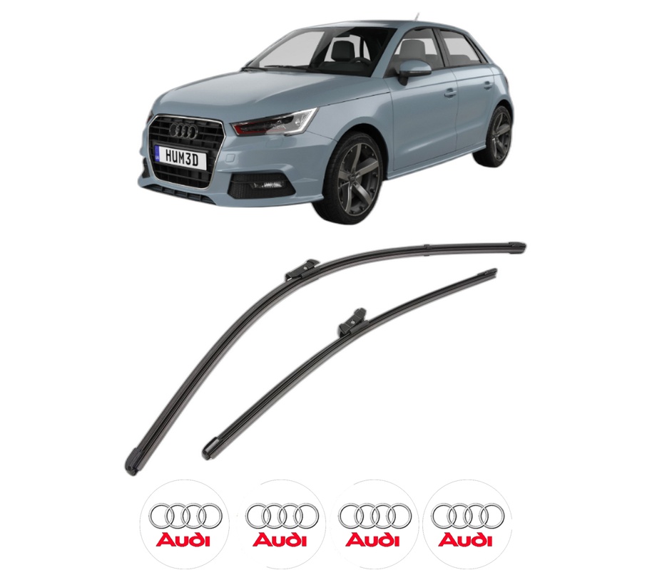 Set stergatoare auto AUDI A1 Sportback (GBA) din 2018-2021, pentru parbriz auto, 2 bucati, Valeo Silencio Xtrm, din cauciuc siliconat rezistent, 4 Stickere Auto AUDI