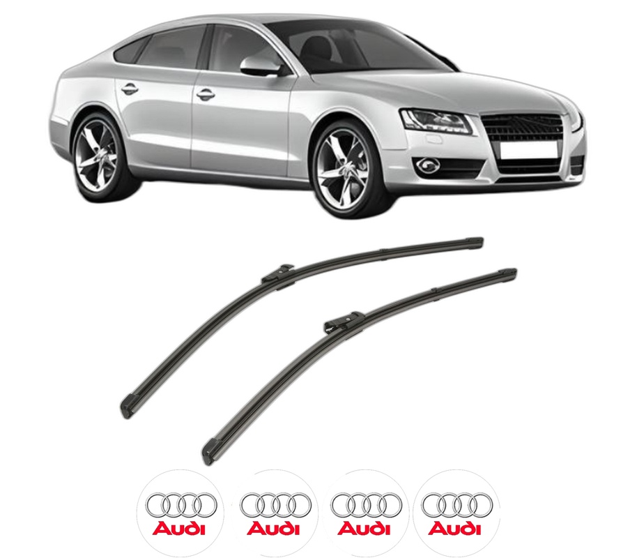 Set stergatoare auto AUDI A5 Sportback (8TA) din 2009-2017, pentru parbriz auto, 2 bucati, Valeo Silencio Xtrm, din cauciuc siliconat rezistent, 4 Stickere Auto AUDI