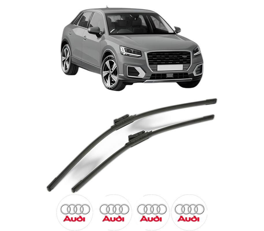 Set stergatoare auto AUDI Q2 (GAB, GAG) din 2016-2021, pentru parbriz auto, 2 bucati, Bosch Aerotwin, din cauciuc siliconat rezistent, 4 Stickere Auto AUDI