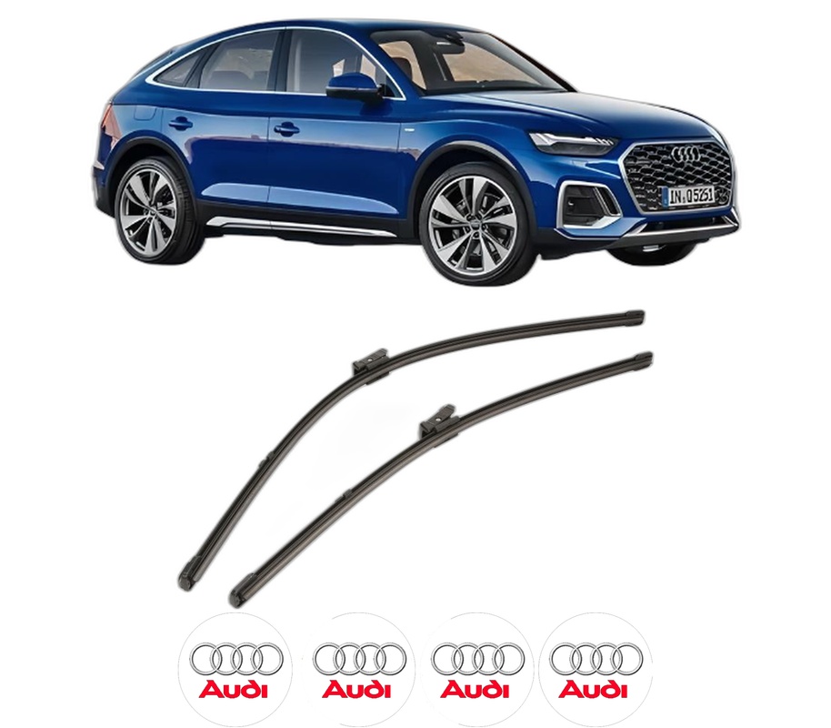 Set stergatoare auto AUDI Q5 Sportback (FYT) din 2020-2021, pentru parbriz auto, 2 bucati, Valeo Silencio Xtrm, din cauciuc siliconat rezistent, 4 Stickere Auto AUDI