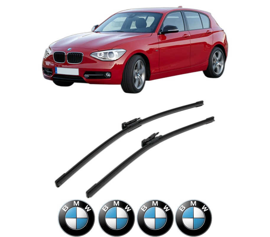 Set stergatoare auto BMW Seria 1 Van (F20) din 2015-2019, pentru parbriz auto, 2 bucati, Bosch Aerotwin, din cauciuc siliconat rezistent, 4 Stickere Auto BMW Seria