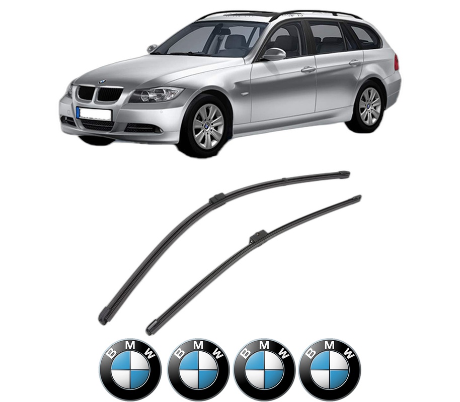Set stergatoare auto BMW Seria 3 Touring (E91) din 2004-2012, pentru parbriz auto, 2 bucati, Valeo Silencio Xtrm, din cauciuc siliconat rezistent, 4 Stickere Auto BMW Seria