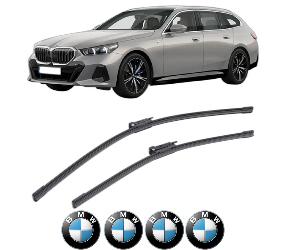 Set stergatoare auto BMW Seria 5 Touring (G61, G99) din 2024, pentru parbriz auto, 2 bucati, Bosch Aerotwin, din cauciuc siliconat rezistent, 4 Stickere Auto BMW Seria
