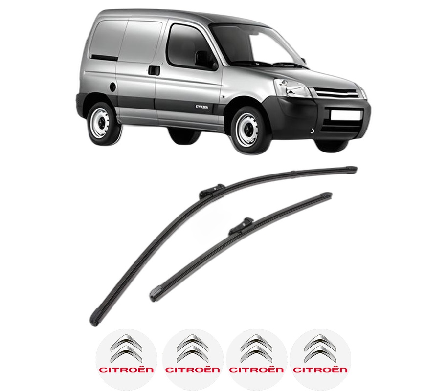 Set stergatoare auto CITROEN BERLINGO / BERLINGO FIRST Box Body/MPV (M_) din 1996-2011, pentru parbriz auto, 2 bucati, Valeo Silencio Xtrm, din cauciuc siliconat rezistent, 4 Stickere Auto CITROEN