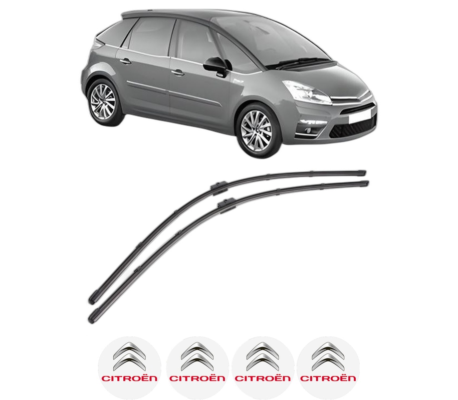 Set stergatoare auto CITROEN C4 PICASSO I MPV (UD_) din 2006-2013, pentru parbriz auto, 2 bucati, Valeo Silencio Xtrm, din cauciuc siliconat rezistent, 4 Stickere Auto CITROEN