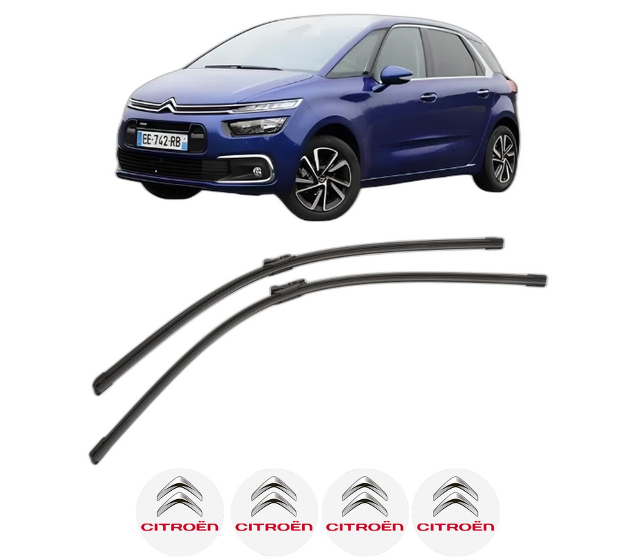 Set stergatoare auto CITROEN C4 PICASSO II din 2013-2018, pentru parbriz auto, 2 bucati, Bosch Aerotwin, din cauciuc siliconat rezistent, 4 Stickere Auto CITROEN