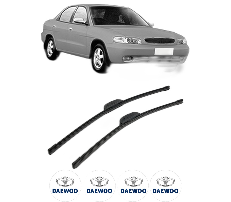 Set stergatoare auto DAEWOO NUBIRA Saloon (J100) din 1997-2000, pentru parbriz auto, 2 bucati, Bosch Aerotwin Retrofit, din cauciuc siliconat rezistent, 4 Stickere Auto DAEWOO