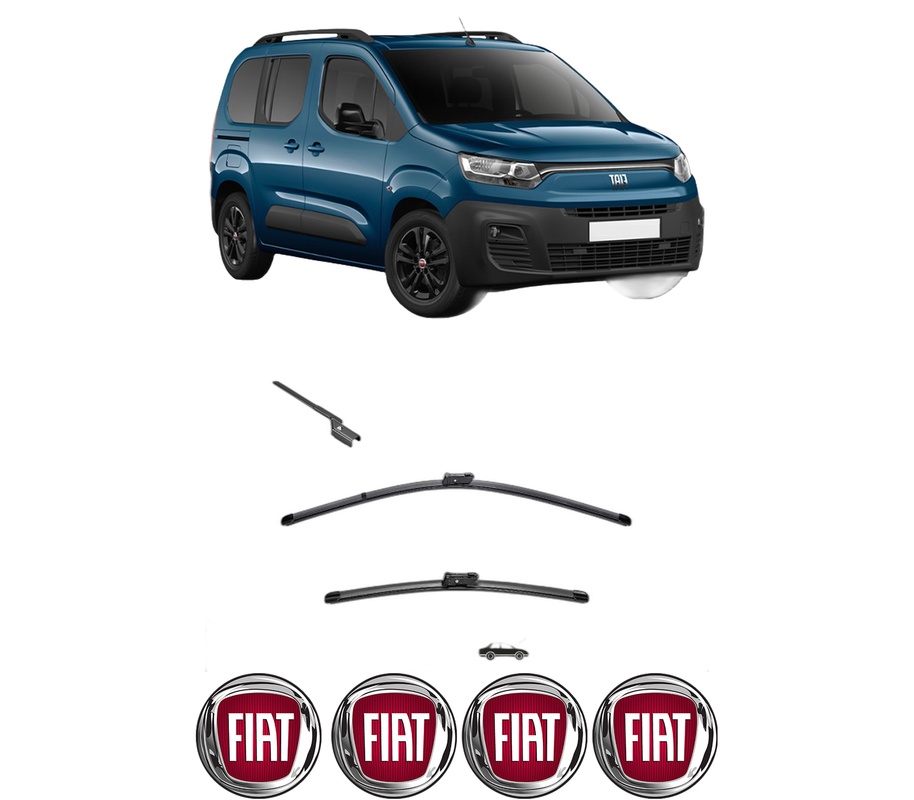 Set stergatoare auto FIAT DOBLO MPV (510_, 511_, 360_, 361_) din 2022-2023, pentru parbriz auto, 2 bucati, Valeo Silencio, din cauciuc siliconat rezistent, 4 Stickere Auto FIAT