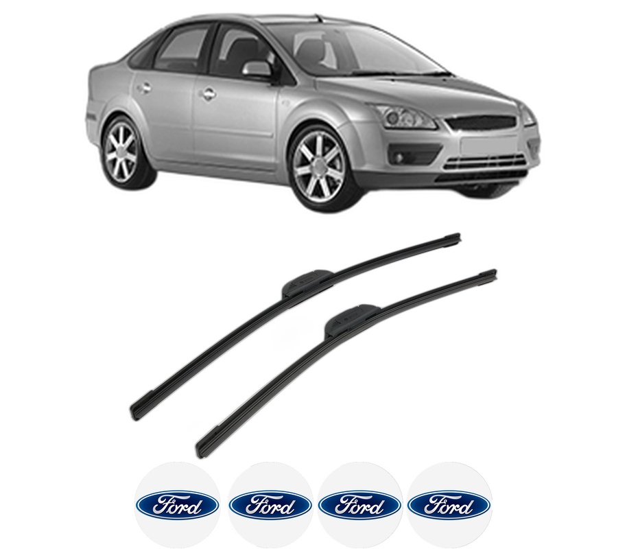Set stergatoare auto FORD FOCUS II Saloon (DB_, FCH, DH) din 2005-2012, pentru parbriz auto, 2 bucati, Bosch Aerotwin Retrofit, din cauciuc siliconat rezistent, 4 Stickere Auto FORD