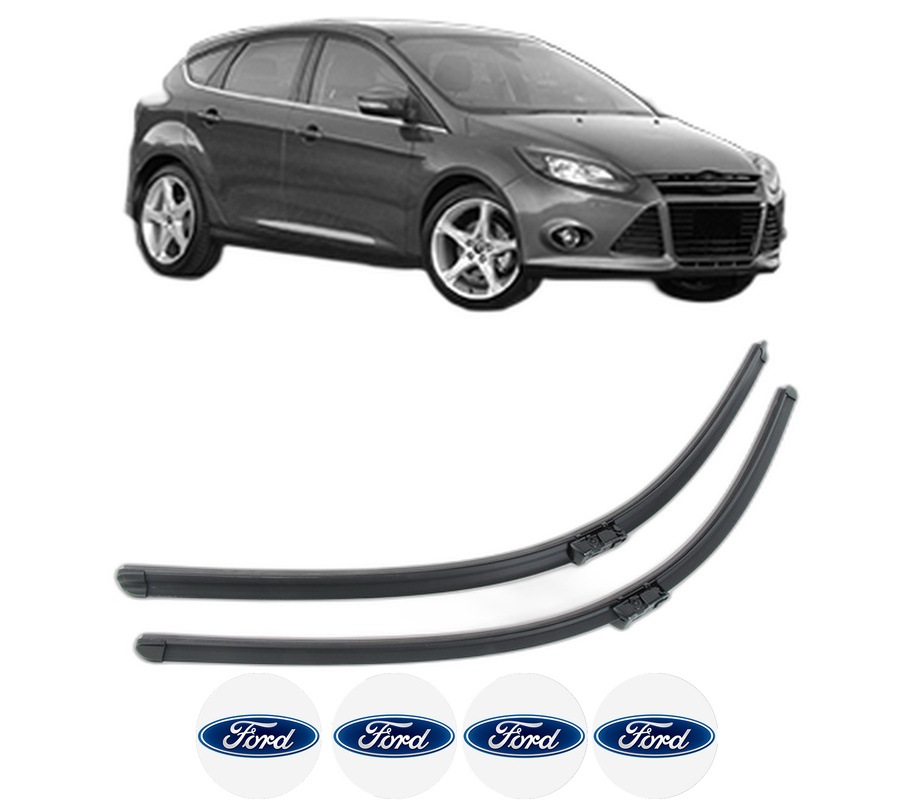 Set stergatoare auto FORD FOCUS III din 2010-2020, pentru parbriz auto, 2 bucati, Bosch Aerotwin, din cauciuc siliconat rezistent, 4 Stickere Auto FORD