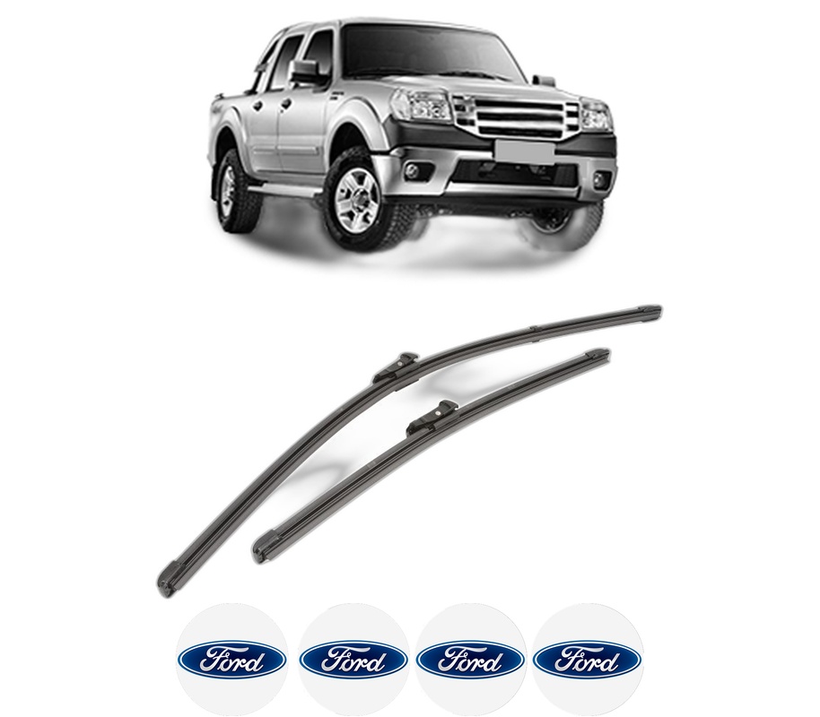 Set stergatoare auto FORD RANGER (TKE) din 2011-2019, pentru parbriz auto, 2 bucati, Valeo Silencio Xtrm, din cauciuc siliconat rezistent, 4 Stickere Auto FORD